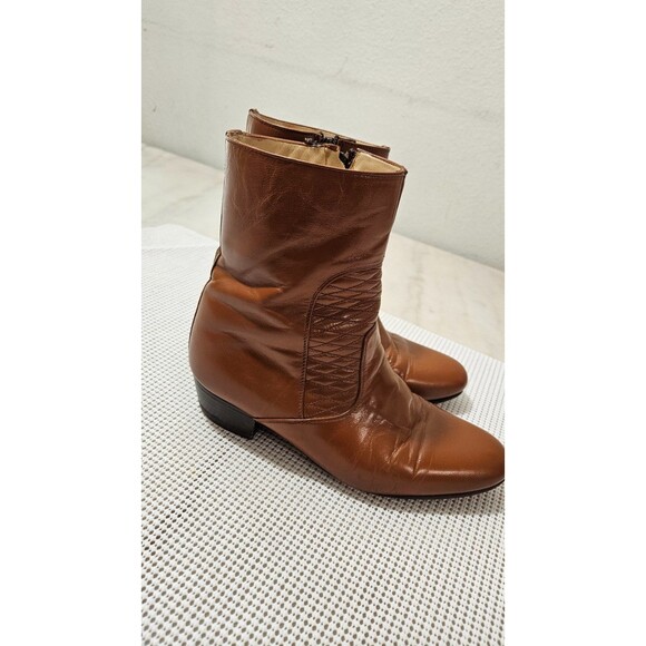 Karsson Men’s Brown Leather Boots 26.5 Made in Mexico Zip Up Vintage main image 6